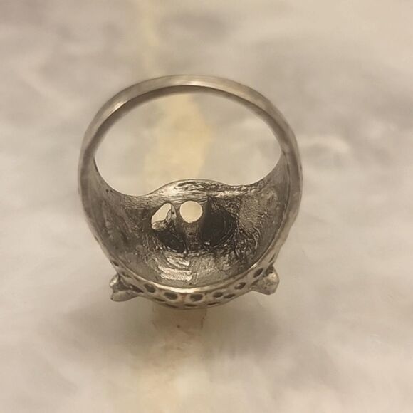 Silver Cheetah Sz 10 Jaguar Leopard Cat Goth Witchy Biker Punk Indie Moto Ring - Picture 5 of 5